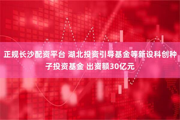 正规长沙配资平台 湖北投资引导基金等新设科创种子投资基金 出资额30亿元